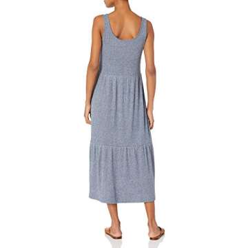 Amazon Essentials Women's Cozy Knit Rib Sleeveless Tiered Maxi Dress (Previously Daily Ritual), Blue Marl, Medium