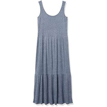 Amazon Essentials Women's Cozy Knit Rib Sleeveless Tiered Maxi Dress (Previously Daily Ritual), Blue Marl, Medium