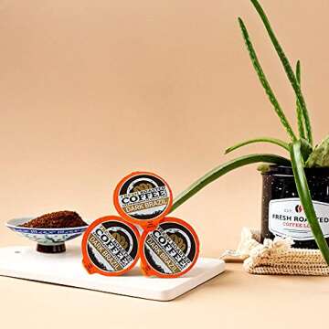 Fresh Roasted Coffee, Dark Brazil, Med-Dark Roast, 72 Pods for K Cup Brewers