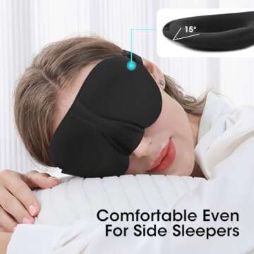 Generic Sleep Mask for Side Sleeper 4 Pack, 100% Light Blocking 3D Sleeping Eye Mask, Soft Breathabl...
