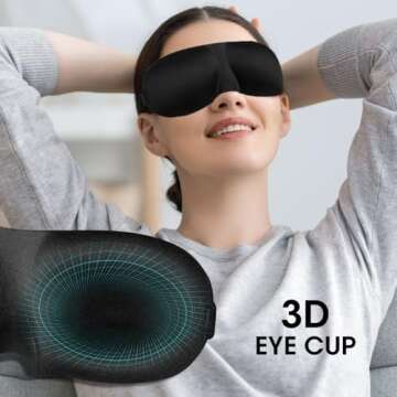 Generic Sleep Mask for Side Sleeper 4 Pack, 100% Light Blocking 3D Sleeping Eye Mask, Soft Breathable Sleep Eye Mask for Men Women, Relaxing Zero Pressure Night Blindfold, Red, Navy, Black, Gray