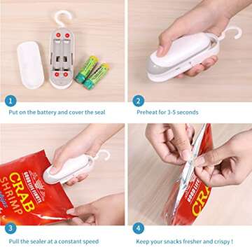 mempedont Mini Bag Sealer – Heat Sealer for Plastic Bags – Vacuum Food Sealer and Cutter – Portable and Practical– Handheld Bag Sealer – Set of 2