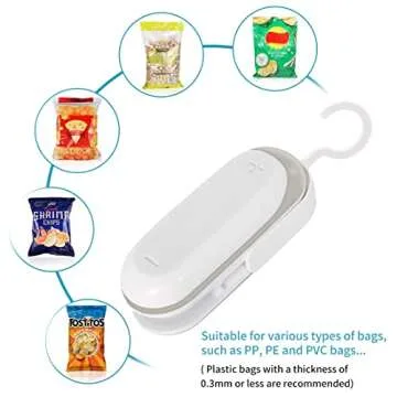 mempedont Mini Bag Sealer – Heat Sealer for Plastic Bags – Vacuum Food Sealer and Cutter – Portable and Practical– Handheld Bag Sealer – Set of 2