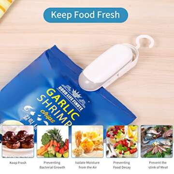 mempedont Mini Bag Sealer – Heat Sealer for Plastic Bags – Vacuum Food Sealer and Cutter – Portable and Practical– Handheld Bag Sealer – Set of 2