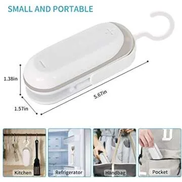 mempedont Mini Bag Sealer – Heat Sealer for Plastic Bags – Vacuum Food Sealer and Cutter – Portable and Practical– Handheld Bag Sealer – Set of 2