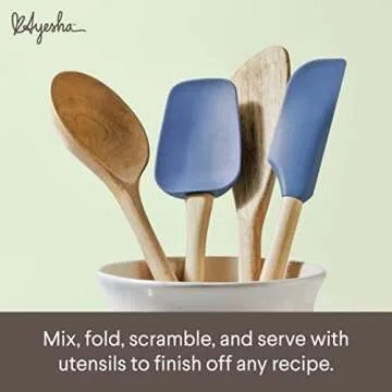 Ayesha Curry Tools and Gadgets Cooking/Kitchen Utensil Set-Includes Solid Spoon, Saute Paddle, Spoonula, Jar Spatula, 4 Piece, Anchor