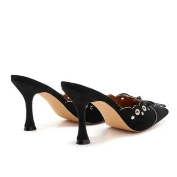 ATBELL Suede Bow Tie Heeled Mules for Women Size 9