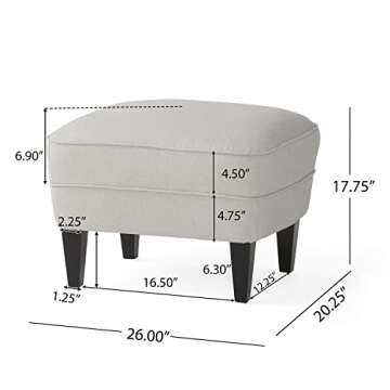 Christopher Knight Home Alfred Natural Fabric Club Chair with Ottoman, Beige, Black, 35D x 32W x 34H in