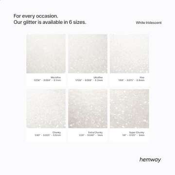 Hemway Premium Ultra Sparkle Glitter Multi Purpose Metallic Flake for Nail Art, Cosmetic Graded, Makeup, Festival, Party, Hair, Body and Eyes 100g / 3.5oz - White Iridescent