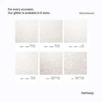Hemway Premium Ultra Sparkle Glitter Multi Purpose Metallic Flake for Nail Art, Cosmetic Graded, Makeup, Festival, Party, Hair, Body and Eyes 100g / 3.5oz - White Iridescent