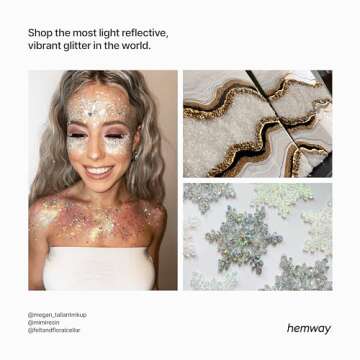 Hemway Premium Ultra Sparkle Glitter Multi Purpose Metallic Flake for Nail Art, Cosmetic Graded, Makeup, Festival, Party, Hair, Body and Eyes 100g / 3.5oz - White Iridescent