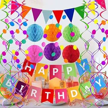 Fecedy Birthday Decorations Set - Colorful Eco-Friendly Decor