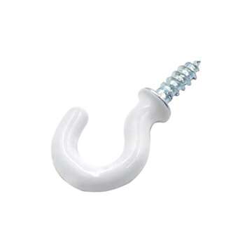 Biaungdo 100Pcs Vinyl Coated Metal Cup Hook 1/2", Screw-in Ceiling Hooks for Hanging (White)