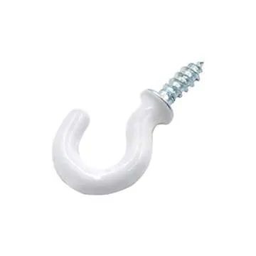 Biaungdo 100Pcs Vinyl Coated Metal Cup Hook 1/2", Screw-in Ceiling Hooks for Hanging (White)