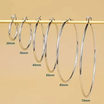 OOOPEL 2mm Sterling Silver Big Hoop Earrings For Women Sterling Silver Hoop Earrings Large Silver Hoop Earrings Womens Hypoallergenic Circle Endless Thin Hoop Oversize Silver Hoop Earrings For Women