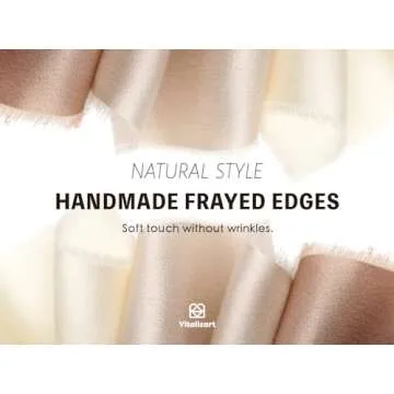 Vitalizart Silk Satin Ribbon 1 Inch x 15 Yard Wooden Spool Champagne & Nude Handmade Frayed Ribbon for Gift Wrapping Baby Shower Wedding Bridal Bouquets Holiday Decor Light Brown