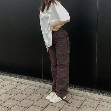 Viatabuna Women's Baggy High Waisted Cargo Pants Y2k Style with Pockets