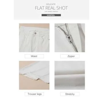 Sidefeel Jeans for Women Trendy 2025 Wide Leg High Waisted Straight Leg Denim Pants White Size 8