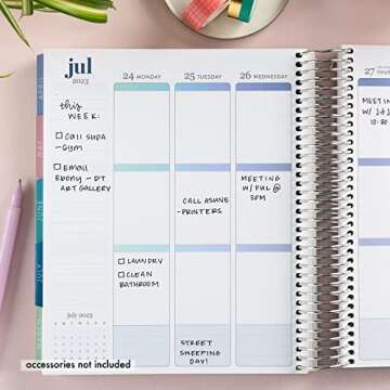 7" X 9" 12-Month Spiral Bound Life Planner (Jan 2023 - Dec 2023) - Layers Colorful Classic Cover + Colorblends Interior Pages. Vertical Weekly and Monthly Agenda by Erin Condren