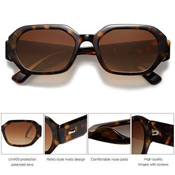 SOJOS Polarized Sunglasses For Women Retro Rectangle Shades