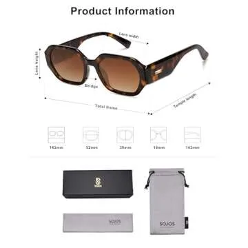 SOJOS Polarized Sunglasses For Women Retro Rectangle Shades