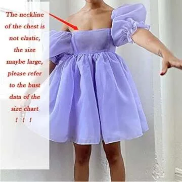 Womens Puff Sleeve Square Neck Tulle Flounce Dress Off Shoulder Sweet Casual Mini Dress Vintage Lantern Sleeve Wedding Dresses(I-Purple,Small)