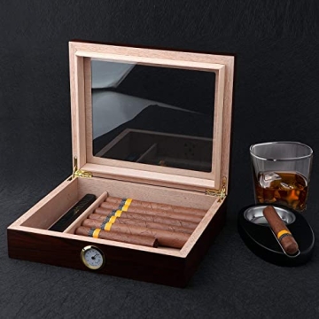 Bald Eagle Handmade Cigar Humidor with Glass Top and Hygrometer