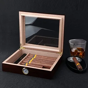 Bald Eagle Handmade Cigar Humidor with Glass Top and Hygrometer