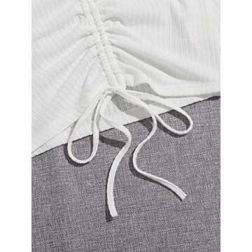 SweatyRocks Women's Long Sleeve V Neck Crop Top Drawstring Ruched Tee Shirt