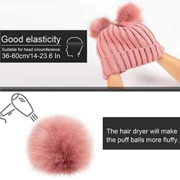 Pom Poms Beanie Hat for Women - Cute Winter Accessory