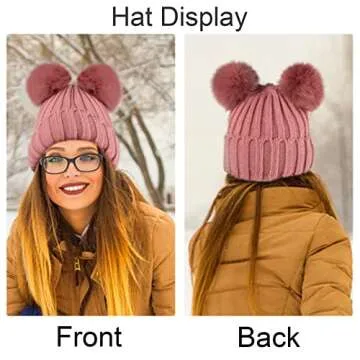 Pom Poms Beanie Hat for Women - Cute Winter Accessory