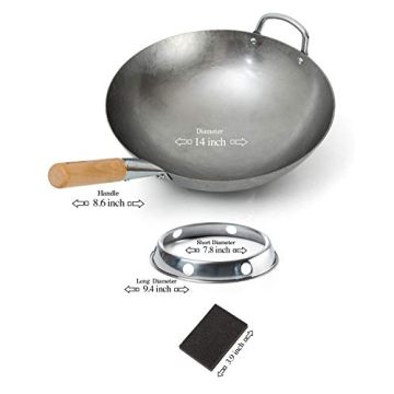 BIELMEIER 14 Inch Carbon Steel Wok for Stir Fry Cooking