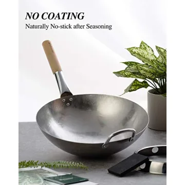 BIELMEIER 14 Inch Carbon Steel Wok for Stir Fry Cooking