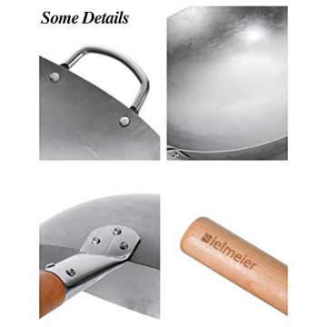 BIELMEIER 14 Inch Carbon Steel Wok for Stir Fry Cooking