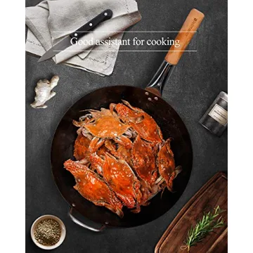 BIELMEIER 14 Inch Carbon Steel Wok for Stir Fry Cooking