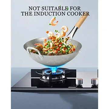 BIELMEIER 14 Inch Carbon Steel Wok for Stir Fry Cooking