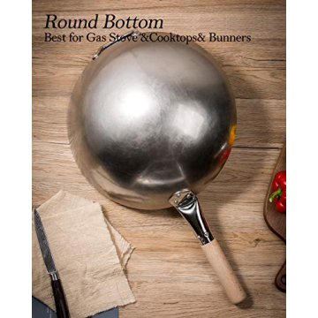 BIELMEIER 14 Inch Carbon Steel Wok for Stir Fry Cooking