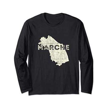 Marches Map Word Art - Distressed Marche Italy Souvenir Long Sleeve T-Shirt
