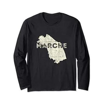 Marches Map Word Art - Distressed Marche Italy Souvenir Long Sleeve T-Shirt