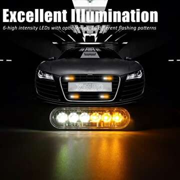 XTAUTO 4pcs Universal 12V-24V 18W 6-LED Strobe Light Bar for Safety