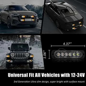 XTAUTO 4pcs Super Bright Strobe Light Bar for Safety