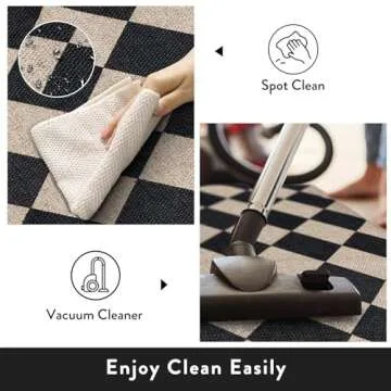 Lahome Checkered Easy Jute Outdoor Rug, Large 6x9 Rug for Living Room Checkerboard Indoor Outdoor Carpet, Farmhouse Patio Office Mat Geometric Non Slip Black Carpet for Backyard Dining Room