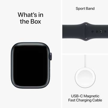 Apple Watch Series 9 [GPS 45mm] Smartwatch with Midnight Aluminum Case with Midnight Sport Band S/M. Fitness Tracker, ECG Apps, Always-On Retina Display, Water Resistant