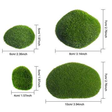 TecUnite 20 Pieces Artificial Moss Rocks Decorative Faux Green Moss Covered Stones (4 Size)