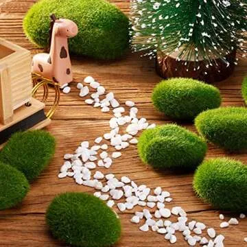 TecUnite 20 Pieces Artificial Moss Rocks Decorative Faux Green Moss Covered Stones (4 Size)