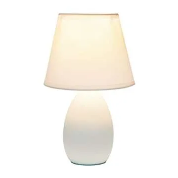 Simple Designs LT2009-OFF Mini Egg Oval Ceramic Table Desk Lamp, Off White , 5.51 x 5.51 x 9.45