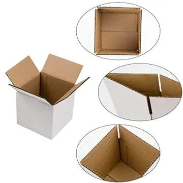SUNLPH White Shipping Boxes 4x4x4 Inches Small Corrugated Cardboard Boxes, 25 Pack