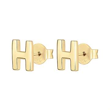 PAVOI 14K Yellow Gold Plated Sterling Silver Alphabet Letter Earrings | Initial Earrings | Letter H