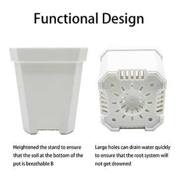 10 Pcs White Plant Nursery Pots with Clear Humidity Dome- 4 inch Plastic Gardening Pot Plant Container- Seed Starting Pot with Drain Holes for Seedlings, Vegetables, Succulents, Cuttings