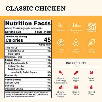 Chicken Bone Broth Soup by Kettle and Fire, Pack of 4, Keto Diet, Paleo Friendly, Whole 30 Approved,...